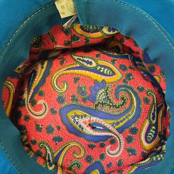 Union made vintage turquoise paisley hat - Picture 2 of 5